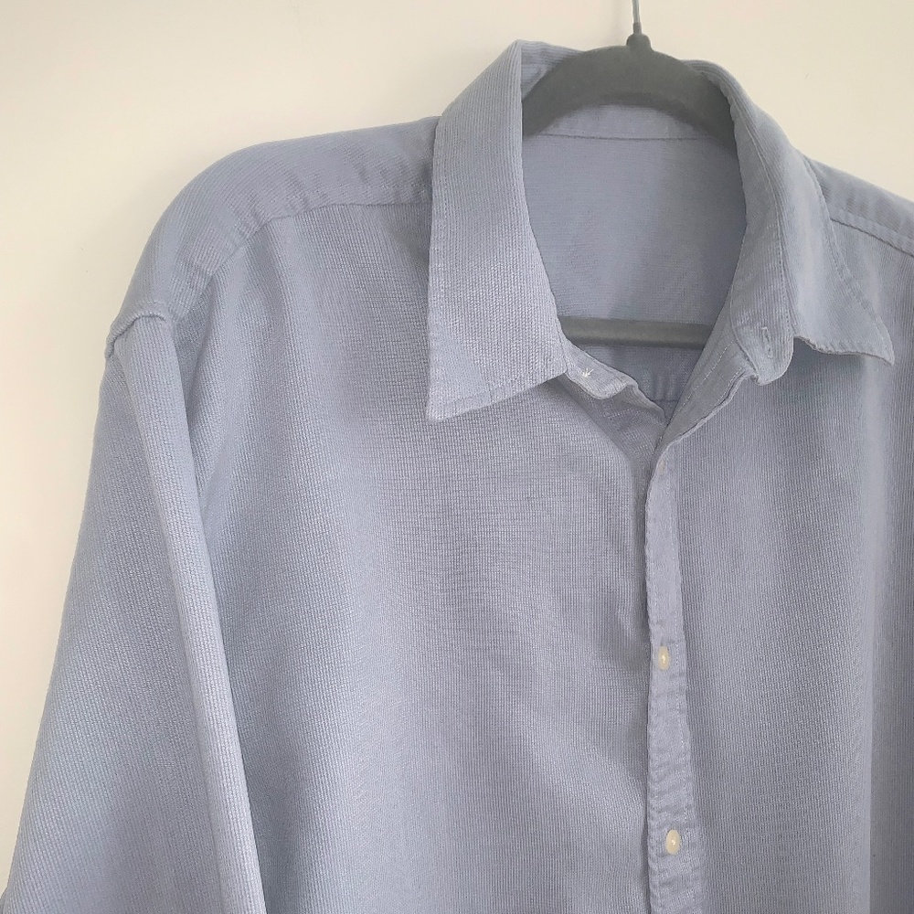Light Blue Ribbed Button Up - Picture 5 of 8